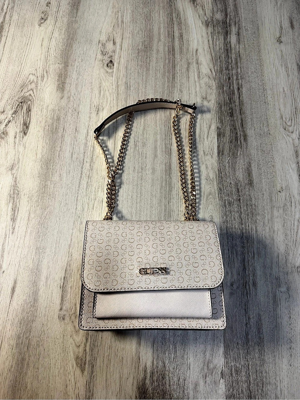 Guess Monogram Crossbody Bag in Beige